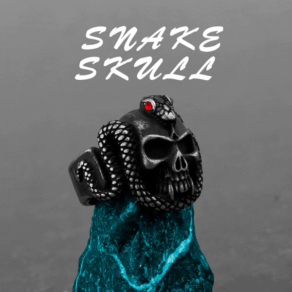 Snake Crowned Skull Stainless Steel Ring